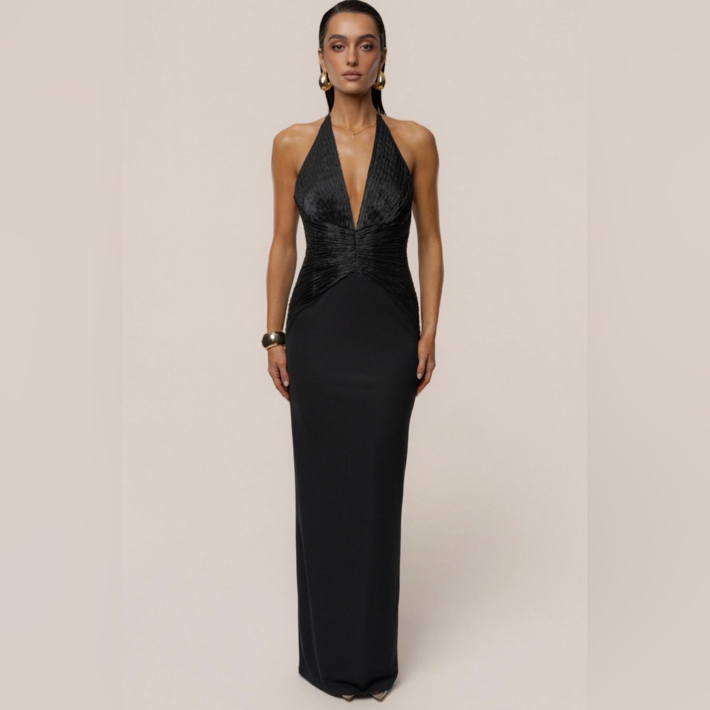 JLUXLABEL Black Halter Midi Dress